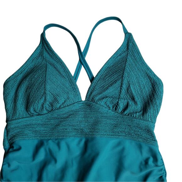 Kona Sol Swimsuit Womens Small One Piece Ribbed High Coverage Crisscross AFK70 - Picture 4 of 7